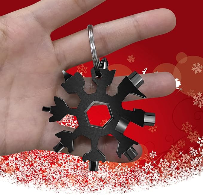 9 Packs Snowflake Multi ToolSnowflake Wrench/Bottle Opener/Screwdriver Kit 18 in 1 Snowflake MultitoolStainless Steel Portable Star Tool for Christmas Great Gifts
