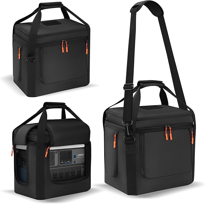Carrying Case Compatible with Anker SOLIX C1000/C1000 Gen 2/C800/C800 Plus Portable Power Station Bag with Shoulder Strap Portable Generator Cover Compatible for Outside (Black without wheels)