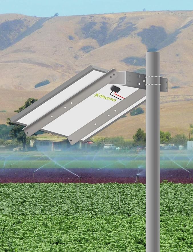 Newpowa Universal Solar Panel Heavy Duty Double Arm Pole Wall Mount for 70-120W Single Module at an tilt Angle from 0-90°