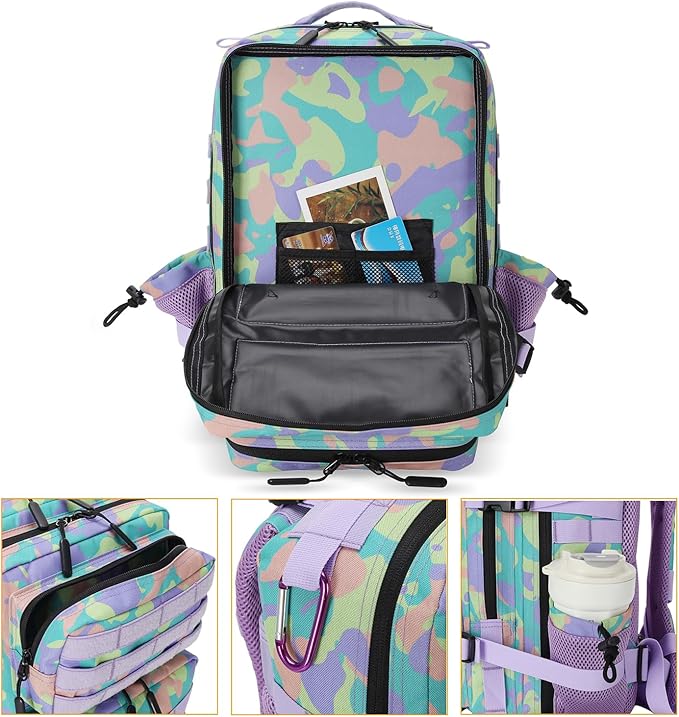 Lovelinks21 25L Tactical Military Backpack Small Travel Backpack for Men and Women Assault Pack Bug Out Bag Molle Daypack Gym Backpack with Bottle Holder (Color Camo)