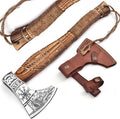 Hand-Forged Viking Axe – Authentic Norse Battle Axe with Custom Engraved Carbon Steel Blade &amp Carved Wooden Handle – Perfect for Throwing Camping Hunting &amp Gifts AH-001-AX