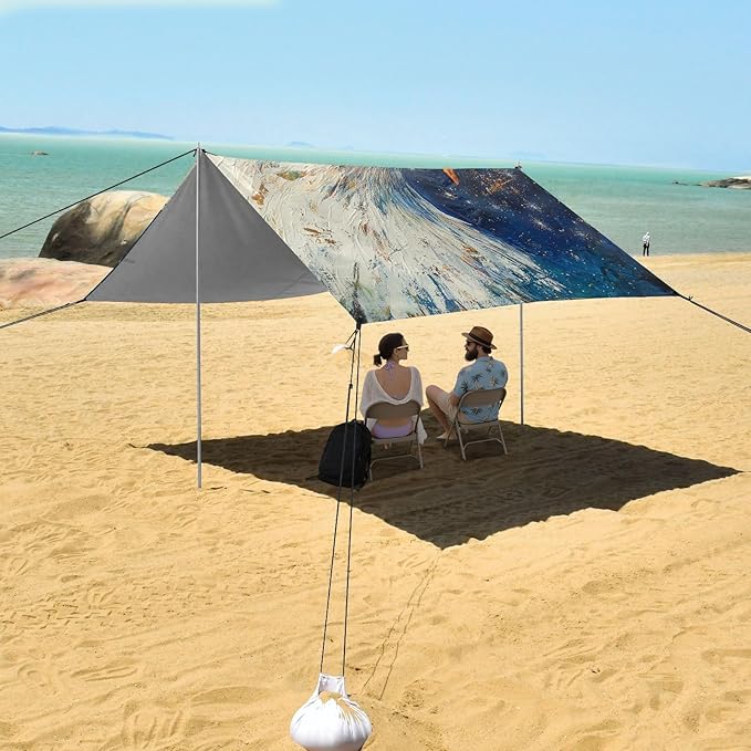 ALAZA Eagles Head Starry Beach Tent Sun Shelter Portable Canopy Sunshade for Outdoor Camping Picnics Backyard Fun 10x9 ft