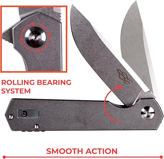 Firebird GANZO FH12-SS Pocket Folding Knife D2 Steel Blade All Steel Handle with Clip Outdoor Camping EDC Utility Pocket Knife (Grey)