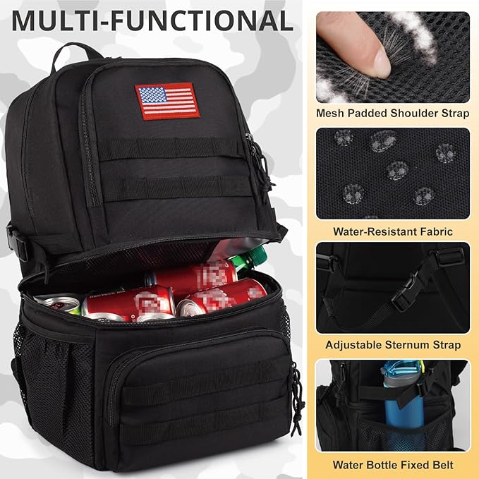 Tactical Double Deck Cooler Backpack for MenLarge Lunch Backpack with 2 CompartmentSoft Cooler Bag