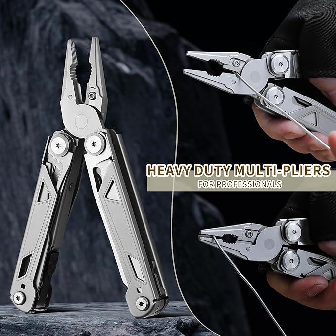 POXIMO 17-In-1 Multitool Gifts for Men Dad Him Multi Tool Pliers EDC Multi-Tool Kits Stocking Stuffers Pocket Knife Gadgets for Camping Hiking Surviving Fishing Hunting