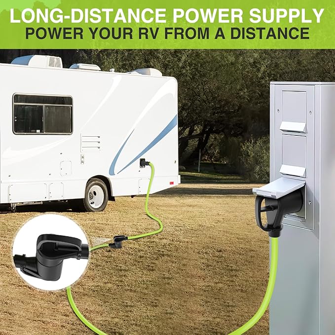 Nilight 100FT 30 Amp RV Extension Cord 125V Heavy Duty 10/3 Gauge Pure Copper STW Wire UL ETL Listed 3 Prong TT-30P TT-30R Weatherproof Suit for Camper Caravan Trailer Bright Green