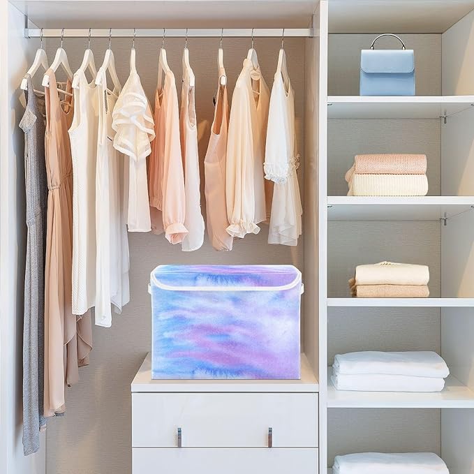 Gradient Storage Container with Lid Collapsible Clothing Storage Lids for Clothes for School Supply Dormroom Storage