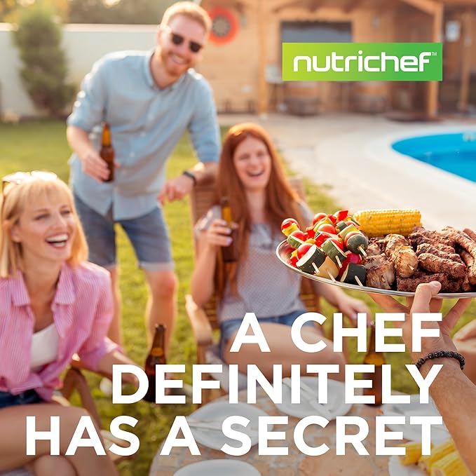 NutriChef Heavy-Duty 5-Burner Propane Gas Grill - Stainless Steel 52000 BTU 4 Main Burners + Side Electronic Ignition Built-in Thermometer - NCGRIL2.5