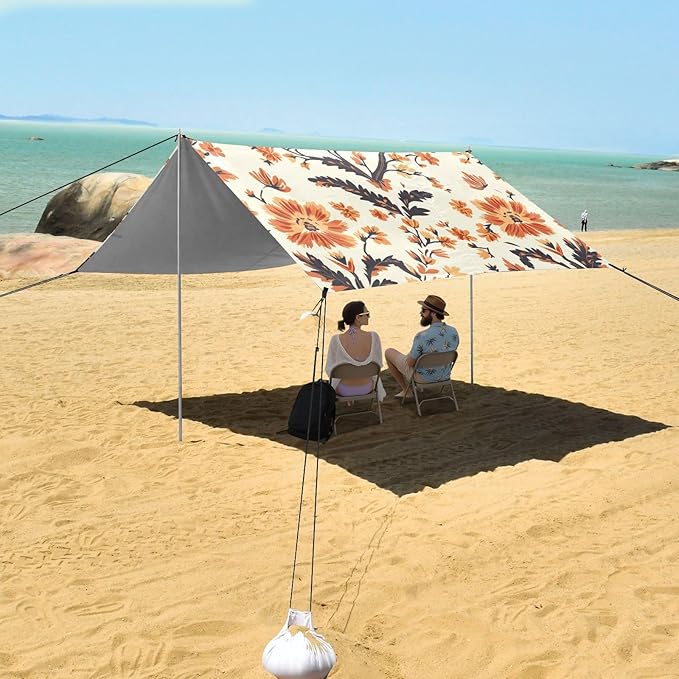 ALAZA Abstrac Flower Ethnic Floral Beach Tent Sun Shelter Portable Canopy Sunshade for Outdoor Camping Picnics Backyard Fun 10x9 ft
