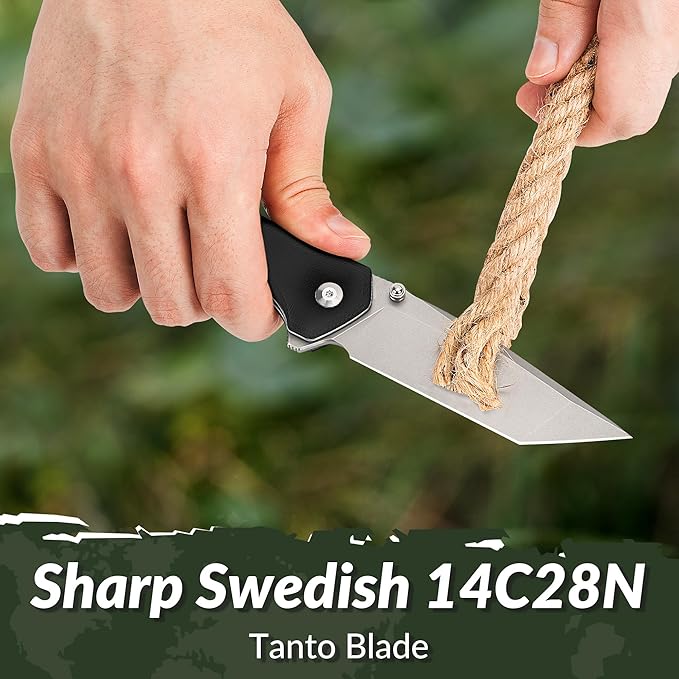 CIVIVI Brazen Folding Knife Button Lock Pocket Knife with 3.46'' Swedish 14C28N Tanto Blade Ultra-Grip G10 Handle Low Profile Clip for EDC C19059C-1 (Black)