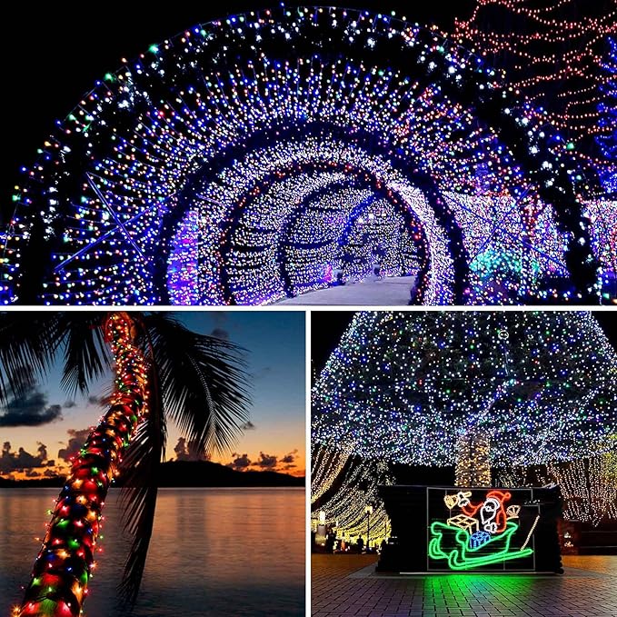 2 Pack 480 LED Solar Chrismas Lights Outdoor 170 FT Super Long Solar String Lights for Outside with 8 Modes &amp Memory Function Waterproof Twinkle Light for Xmas Tree Party Decorations (Multicolor