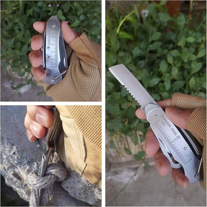 Sailor's Survival Knife Pocket Size EDC Multi Tool Swiss Army Skipper Emergency Rigging Tool with Can Opener Screwdriver Knife Wire Stripper for Boating Sailing Fishing and Hunting