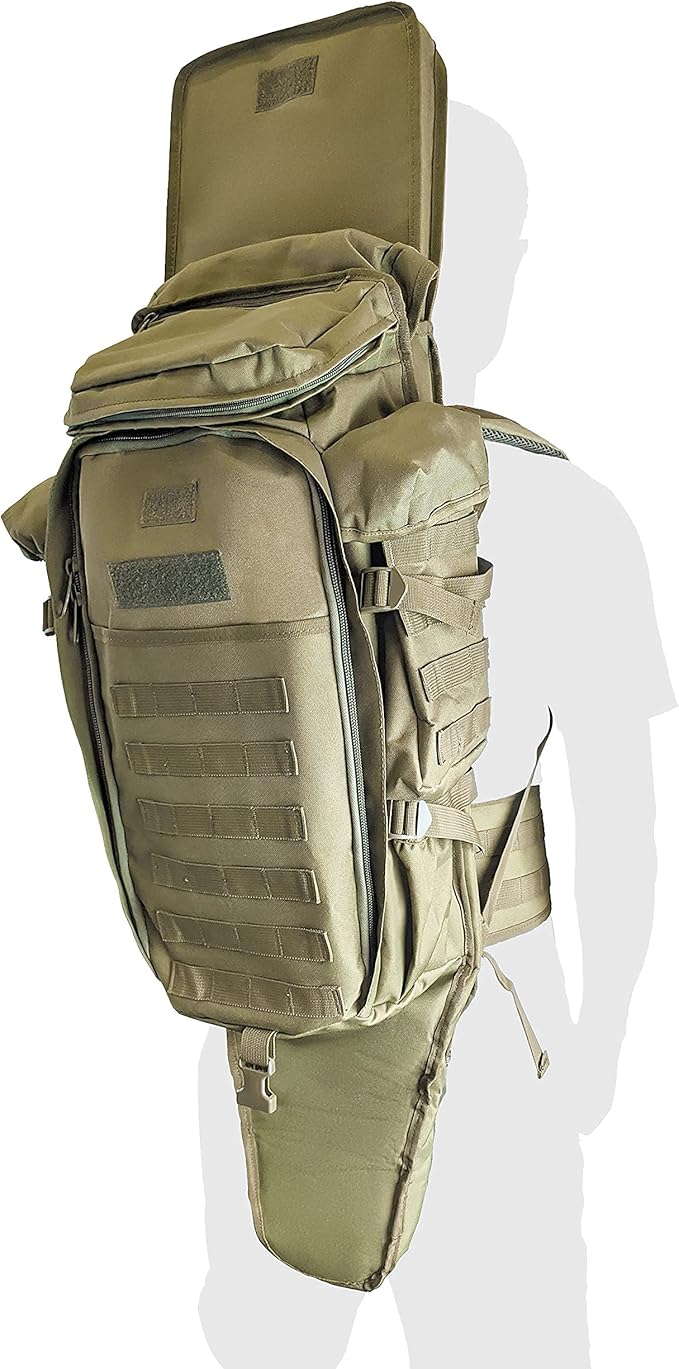 Silfrae Tactical Rifle Backpack Long Rifle Bag Molle Military Backpack for Trekking Hunting Camping