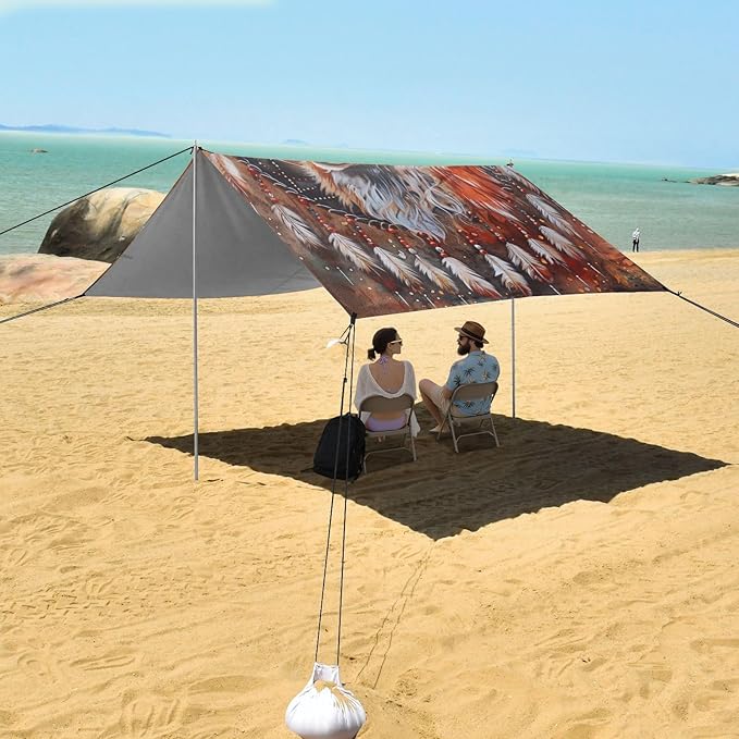 ALAZA Fox Dreamcatcher Beach Tent Sun Shelter Portable Canopy Sunshade for Outdoor Camping Picnics Backyard Fun 10x9 ft