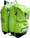 Kemp USA Ultimate EMS Backpack Neon Green Emergency Response Medical Bag Fluid Resistant Tarpaulin EMT Storage Fits BLS ALS Equipment D Tank Oxygen Cylinder Professional Field Use