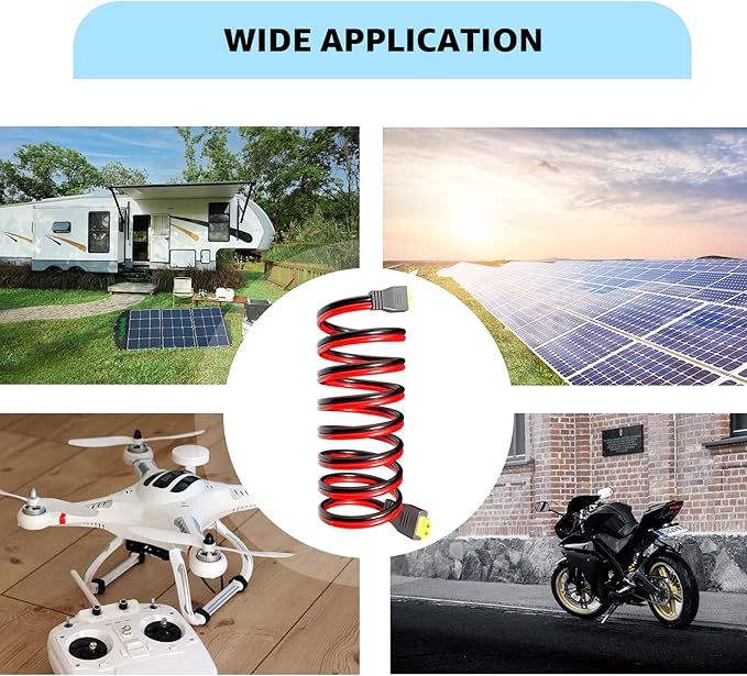 10AWG XT60 Extension Cable XT60 Male to Female Connector Compatible with RC Battery/Solar Portable Power Power Station/Portable Solar Panel(Cable Length 10ft)
