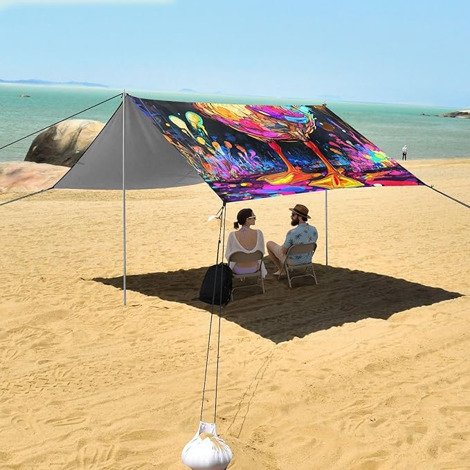 Funny Cayuga Duck2 Beach Cabana Tent UPF50 Waterproof Shade Sun Shelter with Sand Pockets for Backyard and Camping