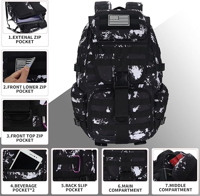 50L Military Tactical Backpack Hiking Waterproof Backpack Large Military Pack 3 Day Assault Pack Molle Bag Rucksack