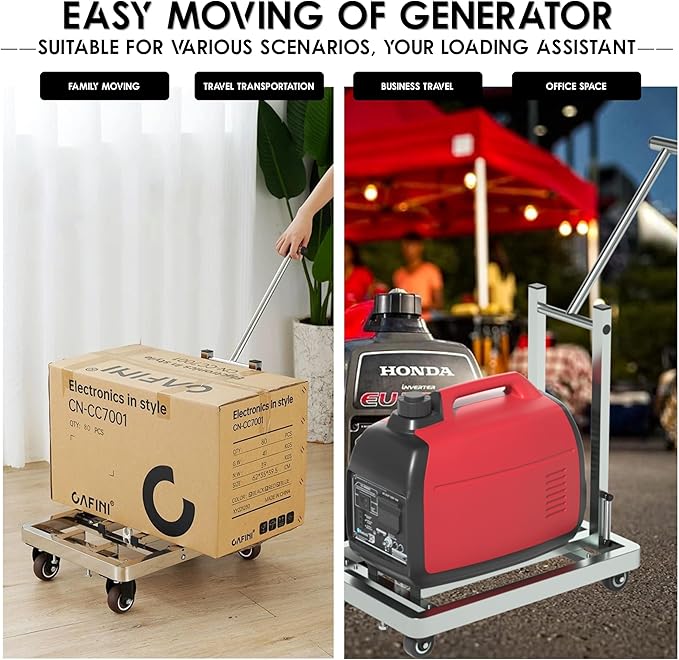 Generator Wheel KitGeneratorCart500LB Heavy-Duty GeneratorCart with Wheels Made of 100% Sstainless Steel(19.6X13.7inches) (Stainless Steel Iron Color)