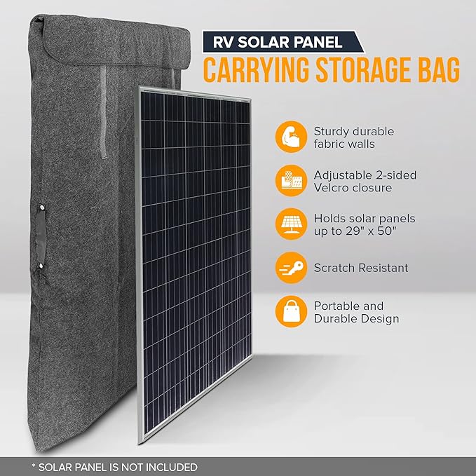 Portable RV Solar Panel Carrying Case for Jackery SolarSaga 100W &amp 50W Bag Fits 2 Foldable Solar Panels 29 x 50 Inch