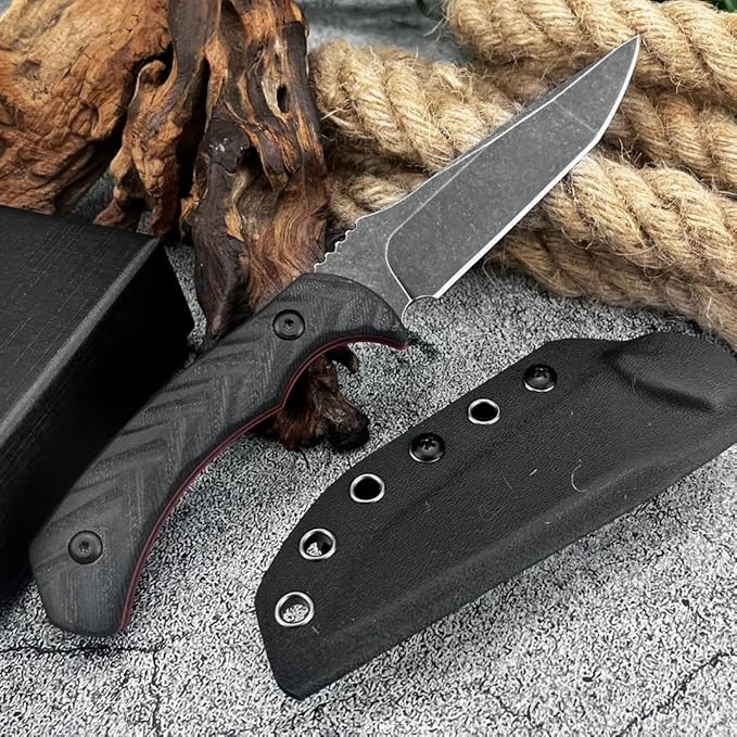 8.38 Fixed Blade Knife with Kydex Sheath D2 Steel Blade G10 Handle Outdoor Knife for Camping Hiking Fishing Survival Gift
