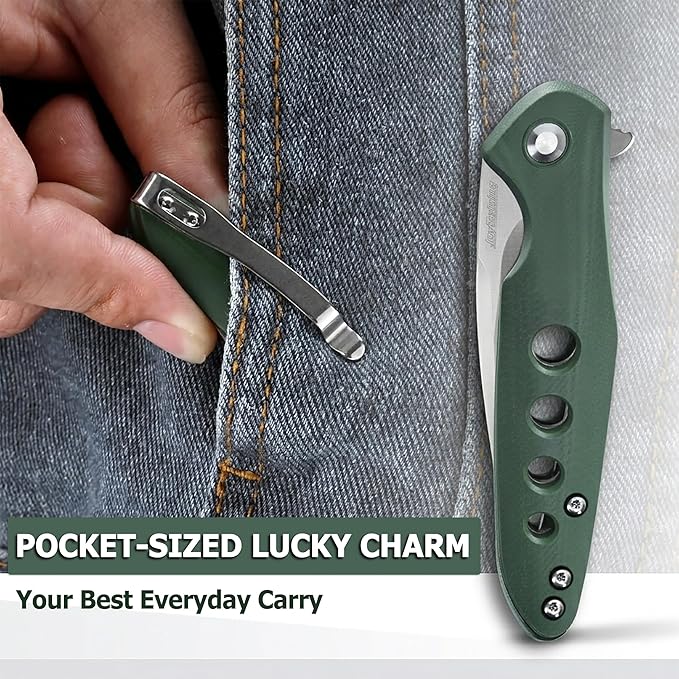 Hummingbird Lightweight Pocket Knife Symbol of Luck &amp PrecisionD2 Steel Folding Blade with Military Green G10 Handle Lightweight Everyday Carry Knife for Husband Dad Unique EDC Gift with Pre