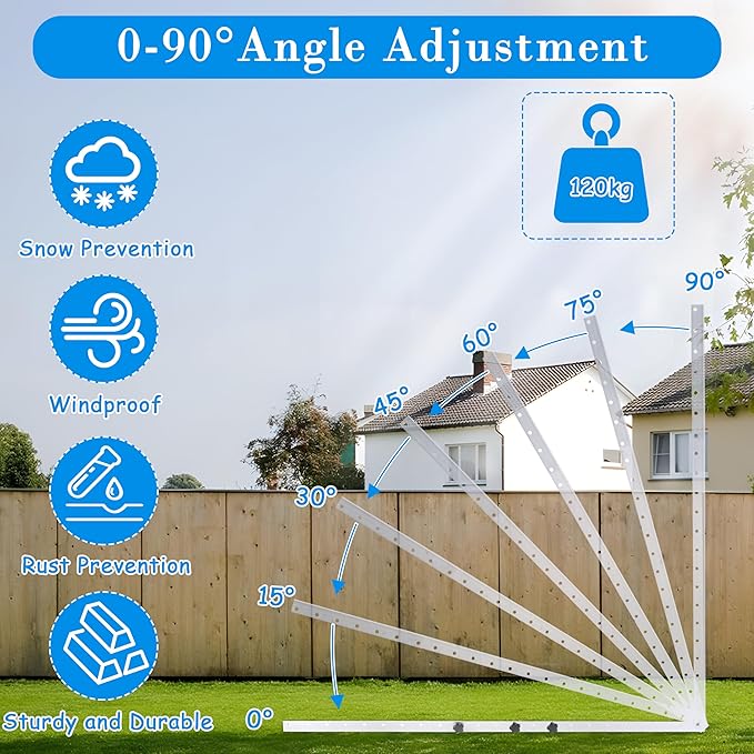 2 Sets 45 inch Adjustable Solar Panel Brackets Foldable Tilt Mount Brackets Suitable for 2-4pcs 100 200 300 400 Watt Solar Panel for Roof Boat RV and Off-Grid