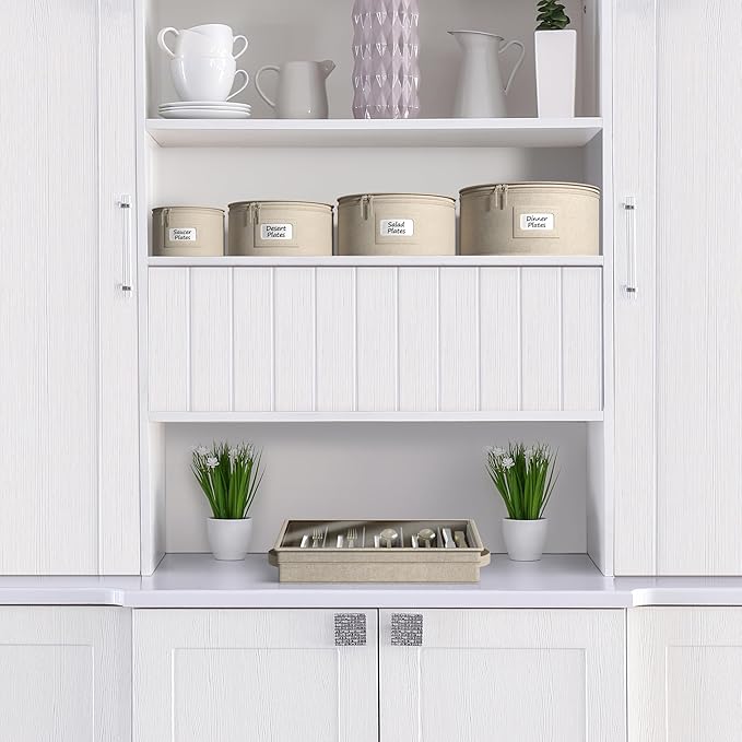 Sorbus China Storage Containers – Dinnerware Organizer for Salad Plates with Lid (Holds Service for 12) with Felt Protectors – 8.5 x 5.5