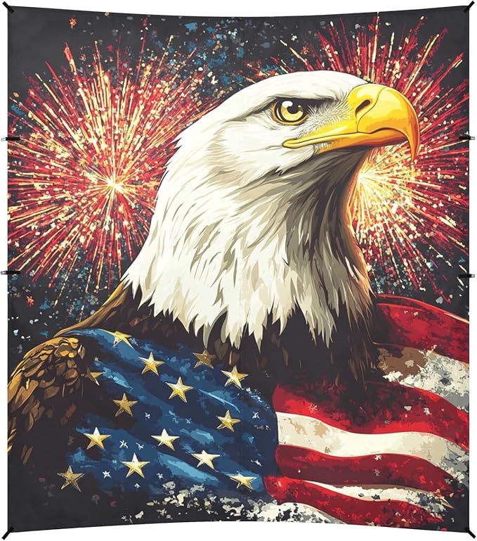 ALAZA Independence Day Flag Eagles Firework Beach Tent Sun Shelter Portable Canopy Sunshade for Outdoor Camping Picnics Backyard Fun 10x9 ft