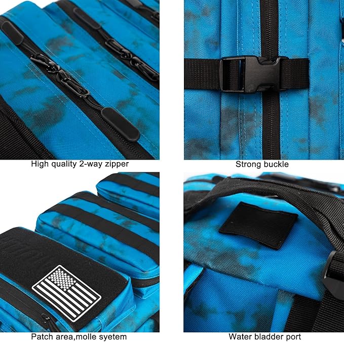 55L Military Tactical Backpack - Bug Out Bag with MOLLE System for Hiking(Blue tie dye)