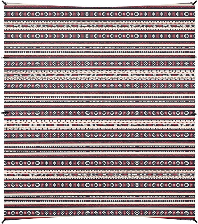 ALAZA Boho Red Tribal Beach Tent Sun Shelter UPF50+ Protection Beach Shade Canopy w/ 4 Sandbags for Outdoor Camping Fishing Backyard Fun Picnic 10x9 ft