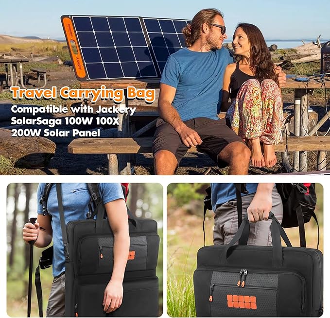 Padded Solar Panel Carrying Case Compatible with Jackery SolarSaga 100W 100X 200WTravel Solar Panel Storage Bag Fits for ZOUPW 100W 110w 200w with Multi-Pockets &amp Shoulder Strap