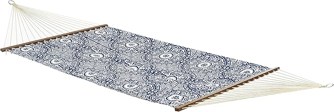 Fab Habitat Farmhouse Recycled Polyester Hammock - Spanish Tile - Blue - Indoor/Outdoor Quick Dry 2 Person 460 lbs Capacity - Patio Poolside Backyard Garden Beach Balcony - 12-14 ft Adjustable
