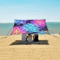 ALAZA Rainbow Mandala Transparent Flowers Beach Tent Sun Shelter UPF50+ Protection Beach Shade Canopy w/ 4 Sandbags for Outdoor Camping Fishing Backyard Fun Picnic 10x9 ft