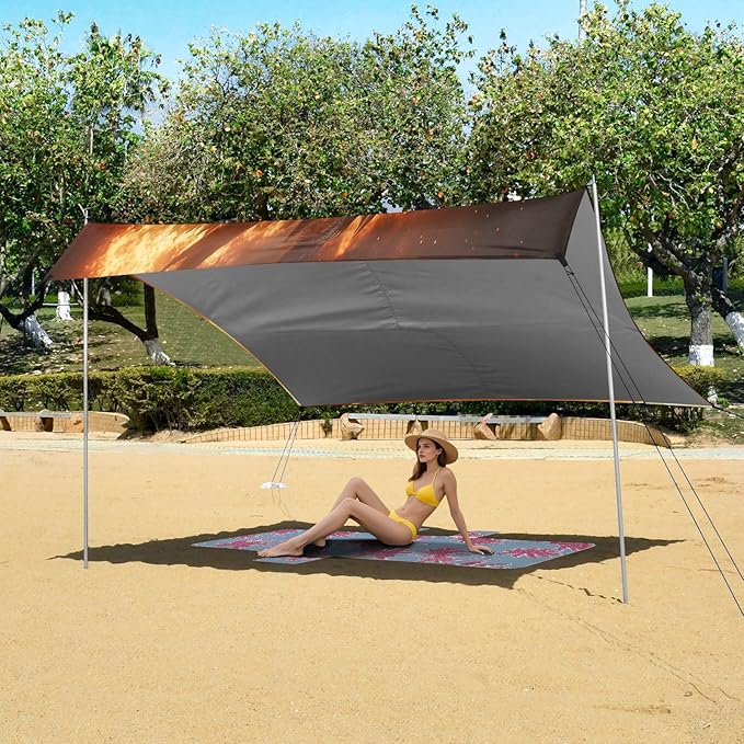 Fiery Dragon Beach Tent Sun Shelter Set UPF50+ UV Protection 10.5 x 9.19 FT Camping Shade Canopy with Sandbags Sand Anchors Carrying Bag and Others