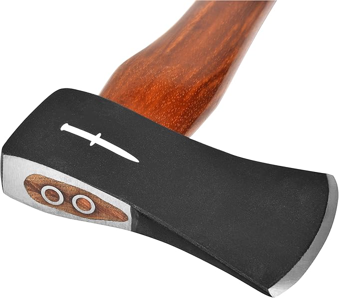 CAMILLUS 16 Durable Carbon Steel Head Compact Portable Multi-Purpose Outdoor Hunting Hiking Camping Survival Hatchet with American Hickory Handle &amp Leather Sheath