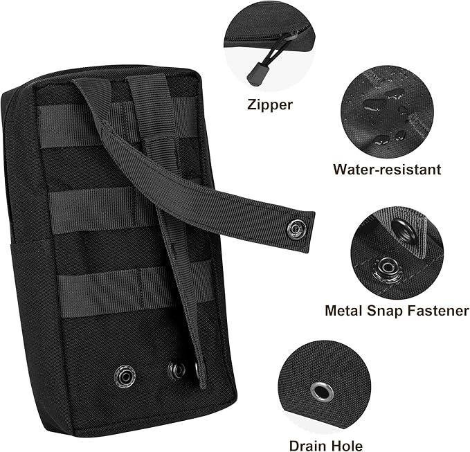Tactical MOLLE Utility Pouch Kit – EDC Accessories Bag with Phone Holder Water Bottle Pouch Medical First Aid Pouch for Outdoor Hiking Camping and Duty Use