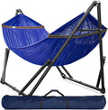 Tranquillo Universal Hammock 600 lbs Capacity Instant 20s Foldable Hammock Stand 3-Year Warranty Hammock with Stand 2 Person Camping Hammock Revolutionary Portable No Screws Premium Blue