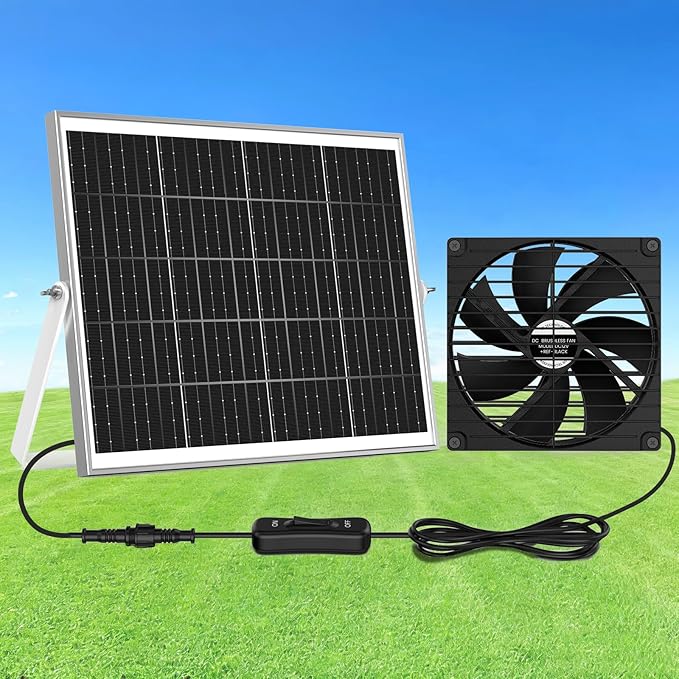 7.5 Solar Fan Solar Powered Fans for Outside Chicken Coop &amp Greenhouse Solar Exhaust or Intake Fans Outdoor Waterproof for Doghouse Shed Air Circulation Ventilation Cooling