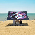 ALAZA Fox Yingyang Nebula Beach Tent Sun Shelter UPF50+ Protection Beach Shade Canopy w/ 4 Sandbags for Outdoor Camping Fishing Backyard Fun Picnic 10x9 ft