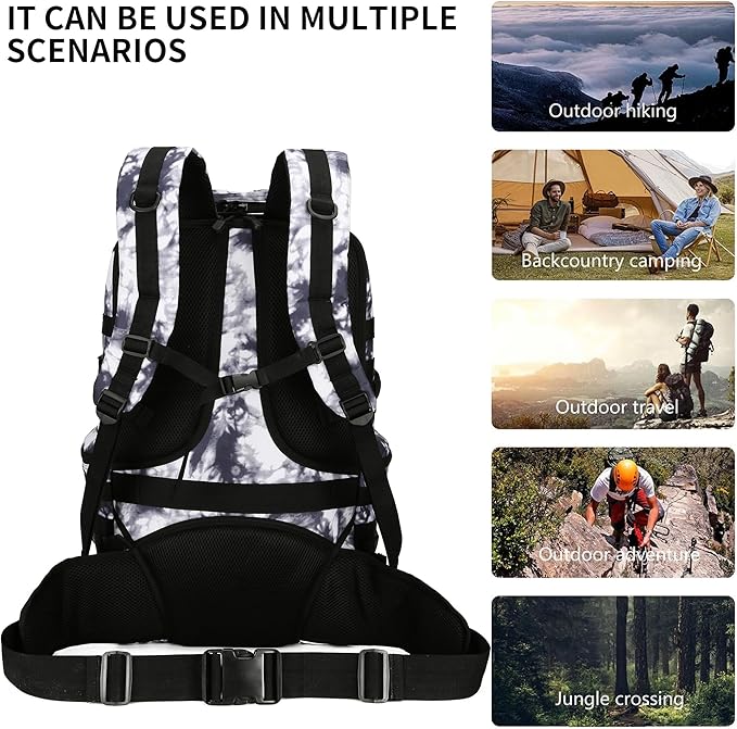Military Tactical Backpack Waterproof Outdoor Hunting Backpack Large Capacity Hunting Day Pack (BlackWhite)
