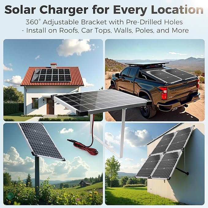Voltset 12V Solar Battery Charger - 20W Waterproof Solar Panel Kit with Smart MPPT Controller - Trickle Charger Maintainer for Car RV Boat Marine Trailer Automotive Trailer Truck Motorcycle