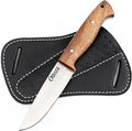 Ottoza Full Tang Bushcraft Knife with 1095 Carbon Steel Fixed Blade - Survival and Outdoor Camping Knife - Black Cross Draw Sheath and Musket Wood Handle 393