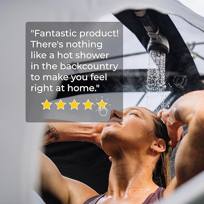 Kakadu Portable Camping Outback Shower Instant Hot Water for Outdoor Use - Slimline Design Rechargeable Lithium Battery Adjustable Shower Head Slim Pump Digital Display