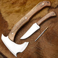 EdgeLandKnives® Hand Forged Tomahawk Axe and Knife Set Heavy Duty D2 Steel Throwing Axe and Knife Combo with Leather Sheath Perfect Outdoor Camping Hunting Set for Outdoorsmen and Adventurers EL41