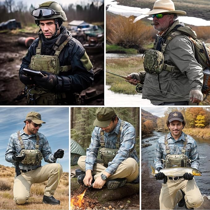 Tactical Chest Pack EDC Chest Bag 2L Utility Molle Chest Rig Pouch with CCW Compartment Adjustable Strap Outdoor