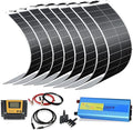 XINPUGUANG 800w 24V Solar System Kit 100w Flexible Solar Panels Monocrystalline Cell Module 2000w 110v Inverter 12v/24v 45A Controller Off Grid Solar Battery Charge for RVCabinTentBoat (800W)