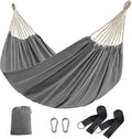 SONGMICS Double Hammock 98.4 x 59.1 Inches 660 lb Load Capacity with Compression Bag Mounting Straps Carabiners for Terrace Balcony Garden Outdoor Camping Gray UGDC15GY
