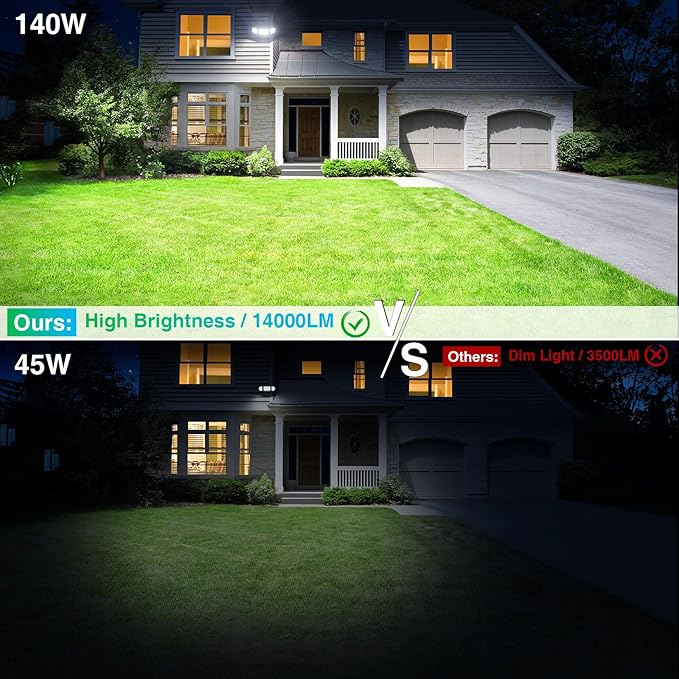 iMaihom 140W Flood Lights Outdoor 14000LM Ultra Bright LED Flood Light Outdoor 3 Adjustable Heads Security Lights IP65 Waterproof Outside Flood Light 6500K Floodlight for Yard Garage Court (Brown)