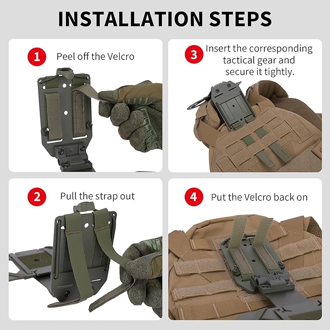 Tactical Gear Plate Carrier Vest Accessories 90° Rotating MOLLE Phone Holder for 4.7-7.8 Screens Foldable Tactical Phone Chest Mount Holder for Police &amp Airsoft Gear